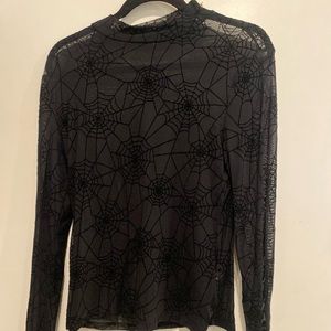 Black sheer long sleeve with spider web design